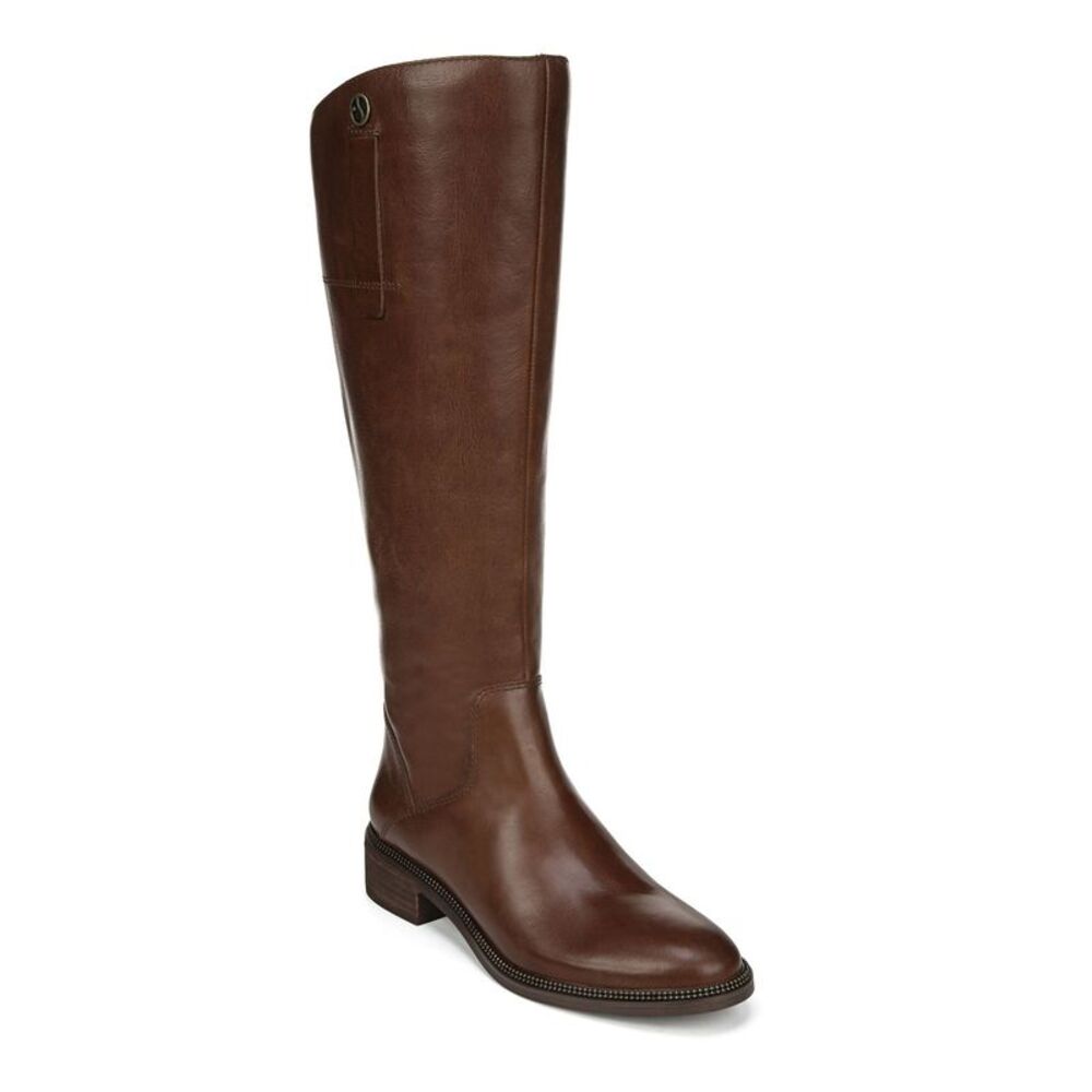 NWT FRANCO SARTO Womens Brown Round Toe Block Heel Zip-Up Leather Boots 6.5